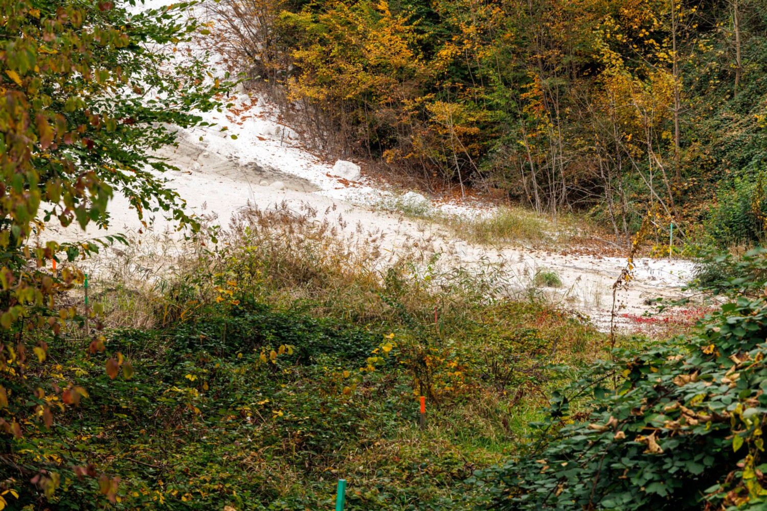 Kurz vor der Salzmine liegt ein weisser Haufen. Es sind Abfälle, die bei der Salzgewinnung anfallen: Schlamm aus Gips, Kalzit und Dolomit.