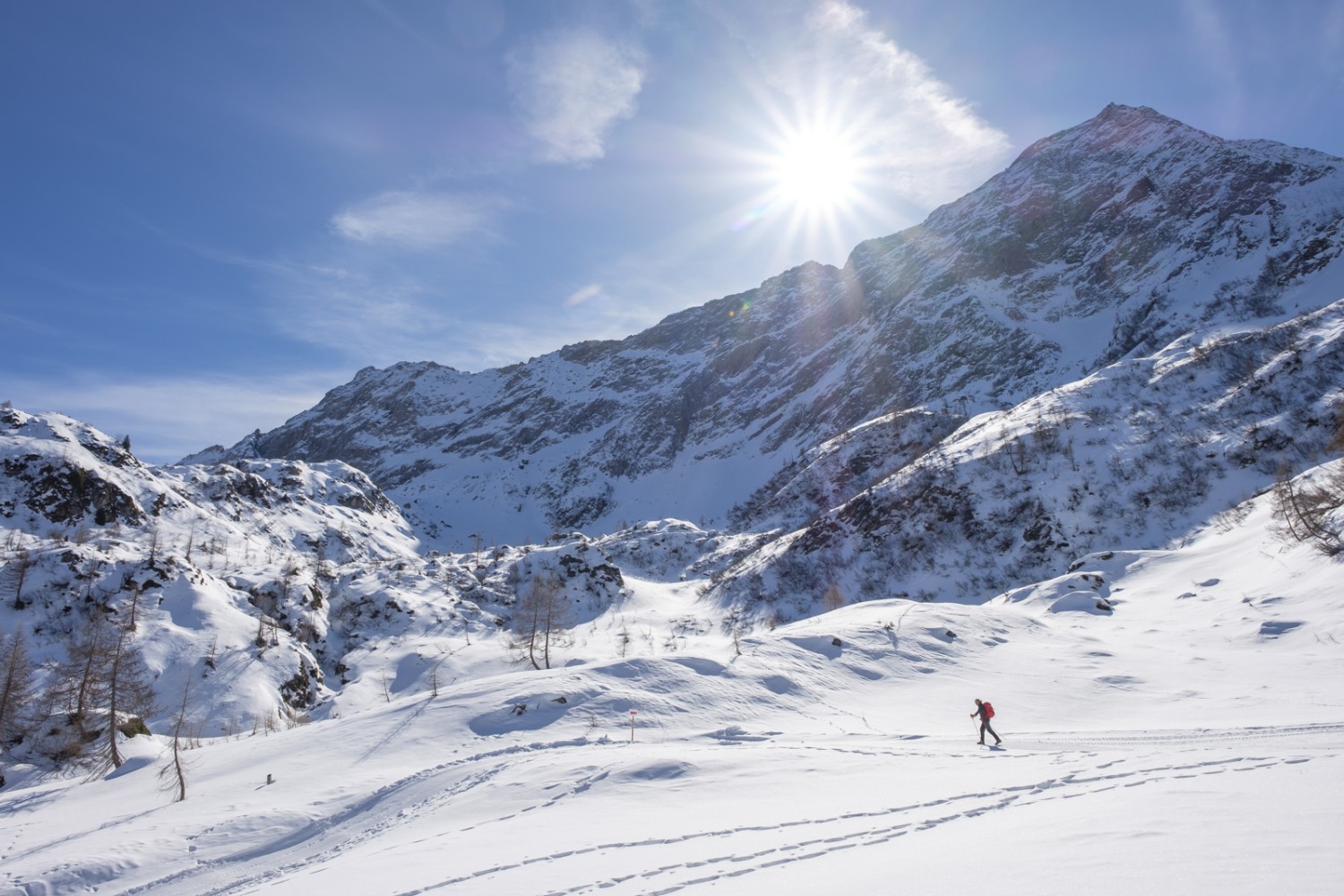 Im stillen Val Pozzuolo macht der Winterwanderweg kehrt. Bild: Iris Kürschner