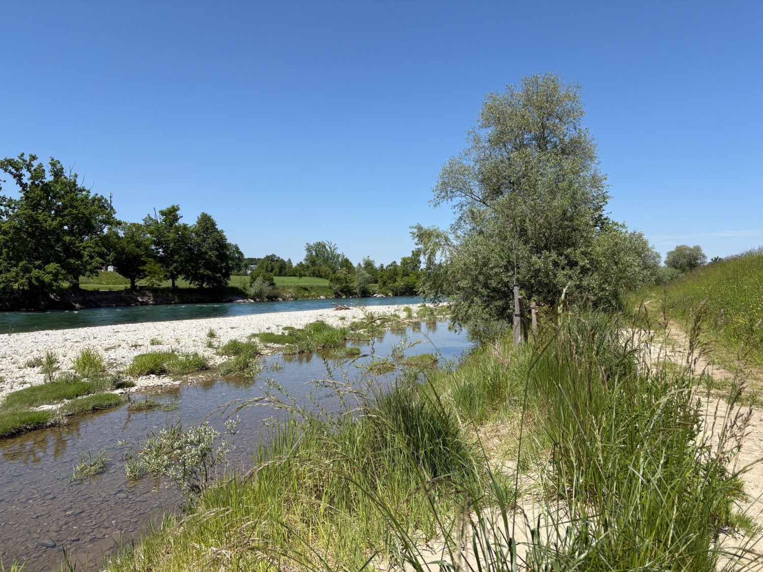 Le chemin de randonnée pédestre reste à proximité de la rive.