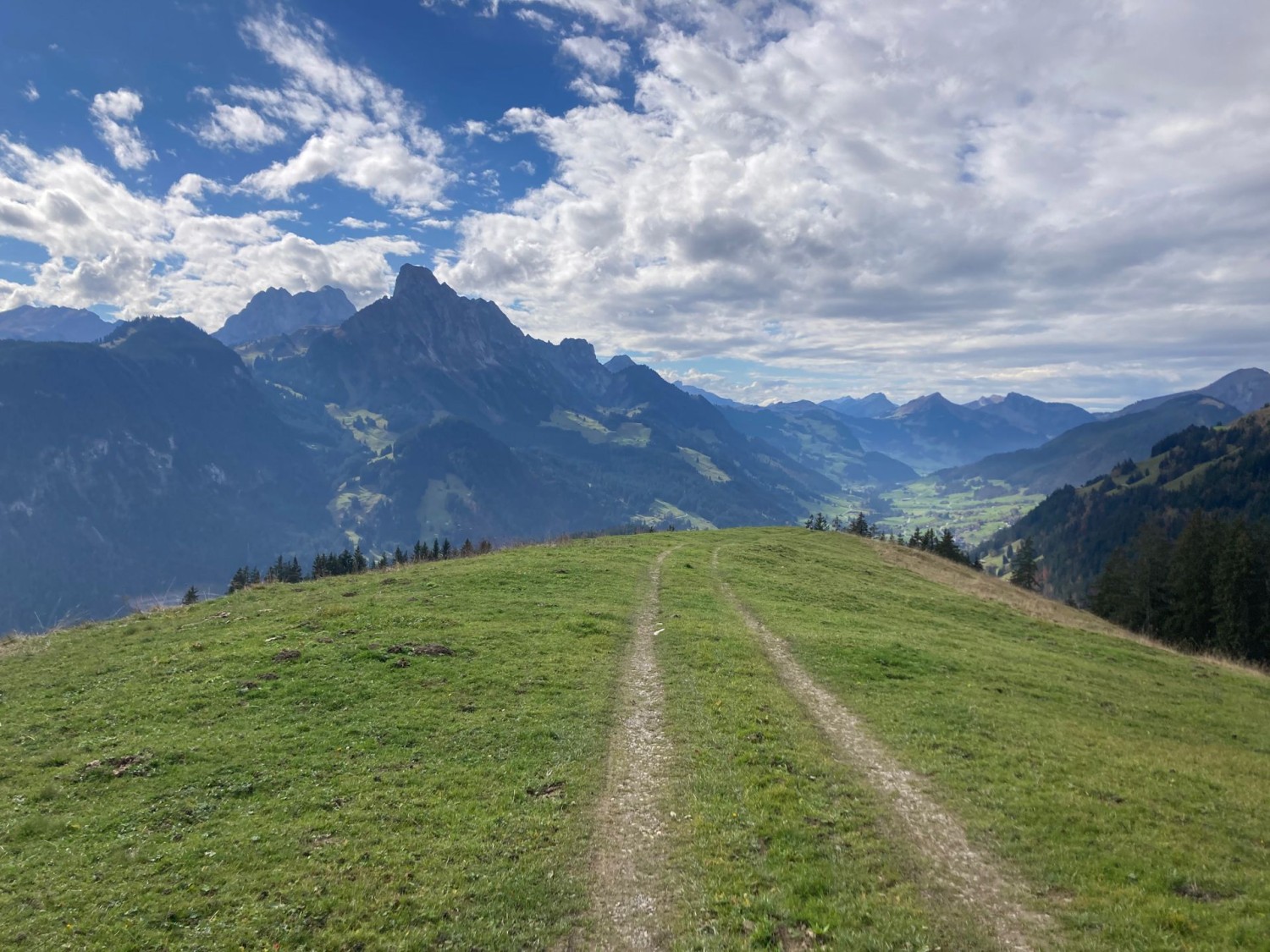 Vue vers Rougemont. Derrière Le Rubli, on voit la Gummfluh.