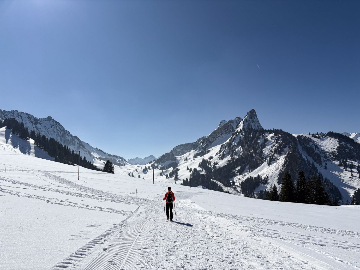 Le parcours fait enfin un virage sur la droite et on marche en ayant le Chörblispitz, la Fochsenflue et la Spitzflue sous les yeux.