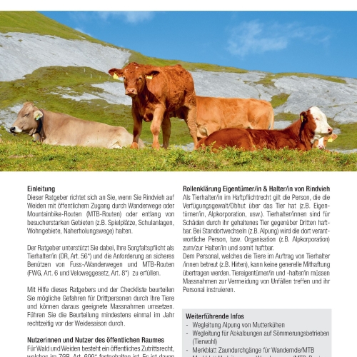 Guide liste de contrôle bovins zones de randonnée