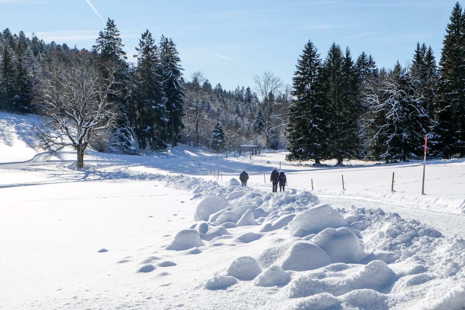 Schön ist es, durch die tief verschneite Winterlandschaft zu spazieren.